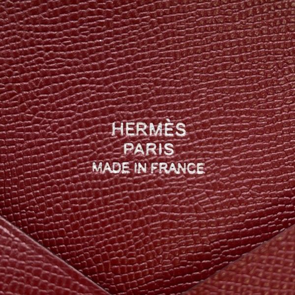 エルメス カードケース カルヴィ ルージュアッシュ/シルバー金具 ヴォーマダム W刻印 HERMES 名刺入れ