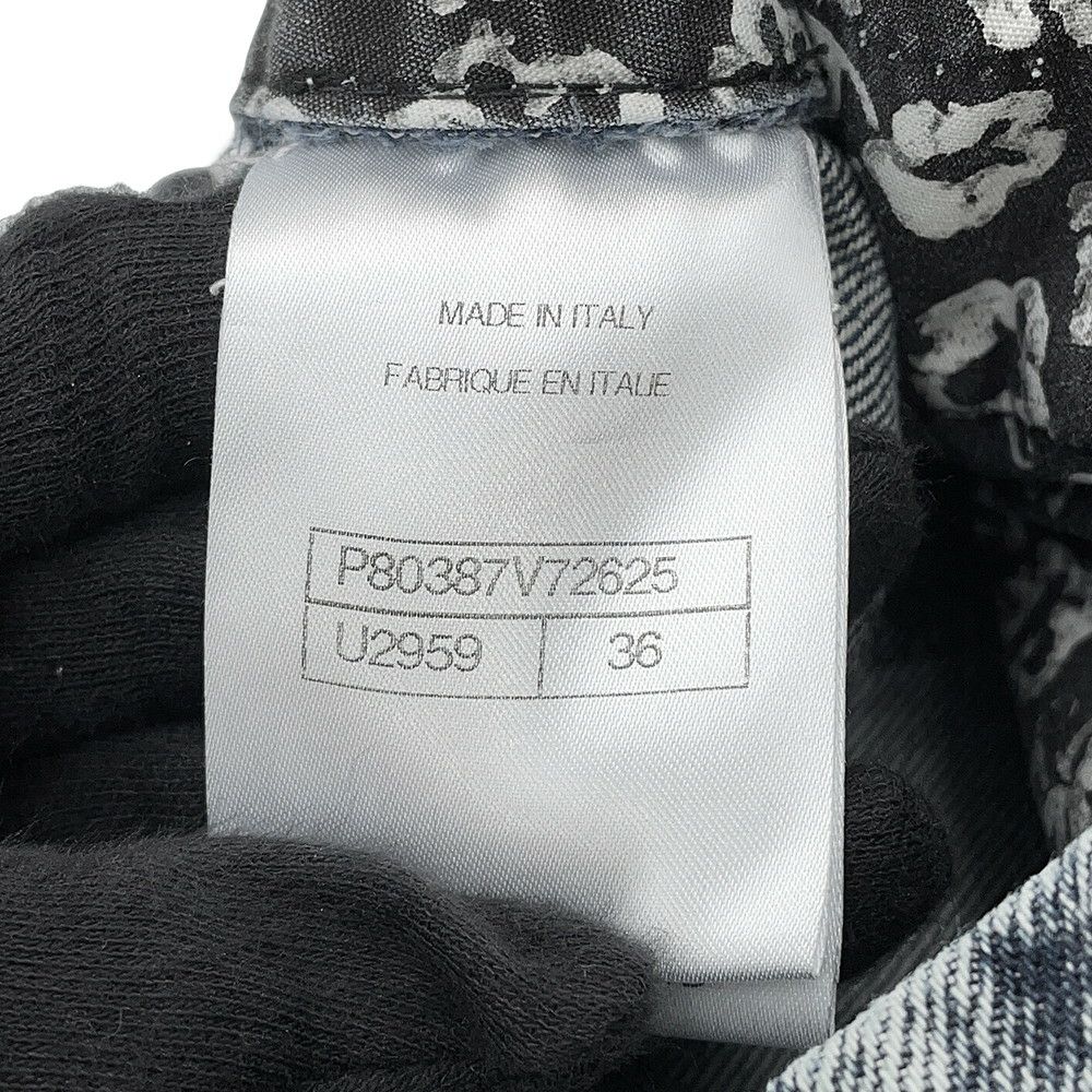 シャネル パンツ カメリア プリント ウォッシュド デニムパンツ コットン レディースサイズ36 P70188 CHANEL ボトムス