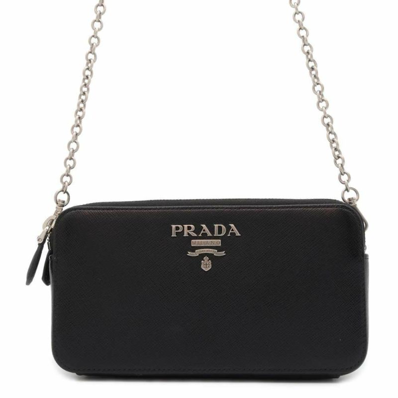 プラダ ショルダーバッグ サフィアーノ 1DH010 PRADA バッグ ウォレット 財布 黒