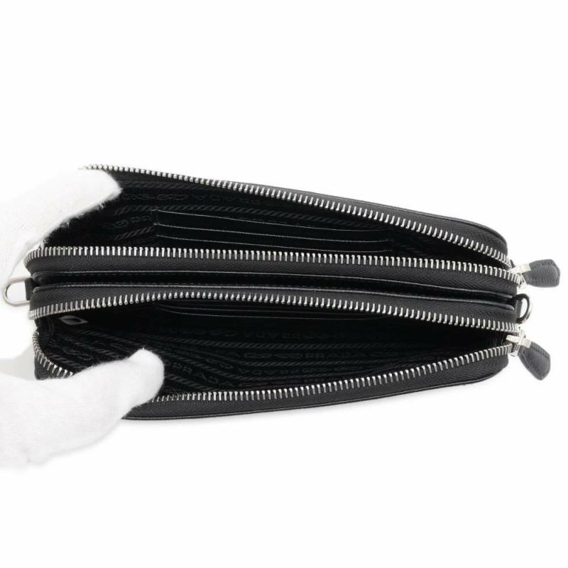 プラダ ショルダーバッグ サフィアーノ 1DH010 PRADA バッグ ウォレット 財布 黒