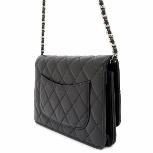 シャネル チェーンウォレット クラシック マトラッセ ココマーク ラムスキン A33814 CHANEL 財布 ブラック 黒