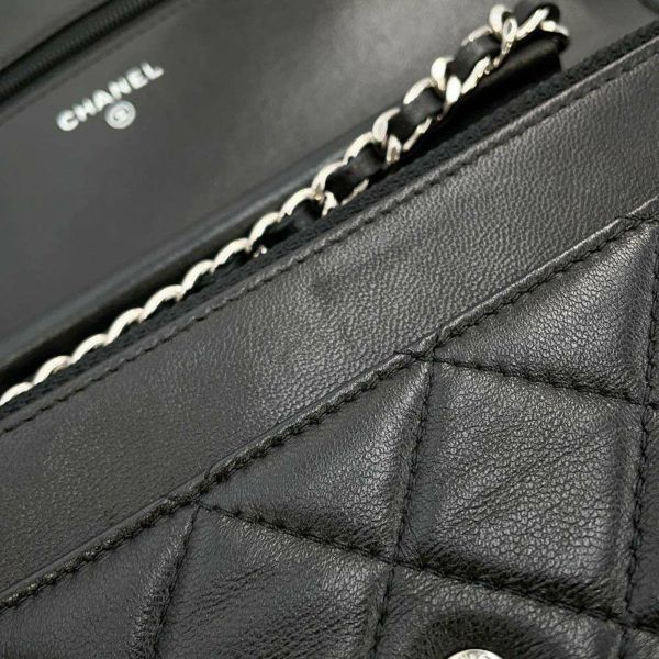 シャネル チェーンウォレット クラシック マトラッセ ココマーク ラムスキン A33814 CHANEL 財布 ブラック 黒