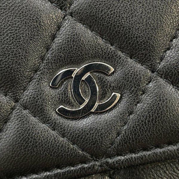 シャネル チェーンウォレット クラシック マトラッセ ココマーク ラムスキン A33814 CHANEL 財布 ブラック 黒