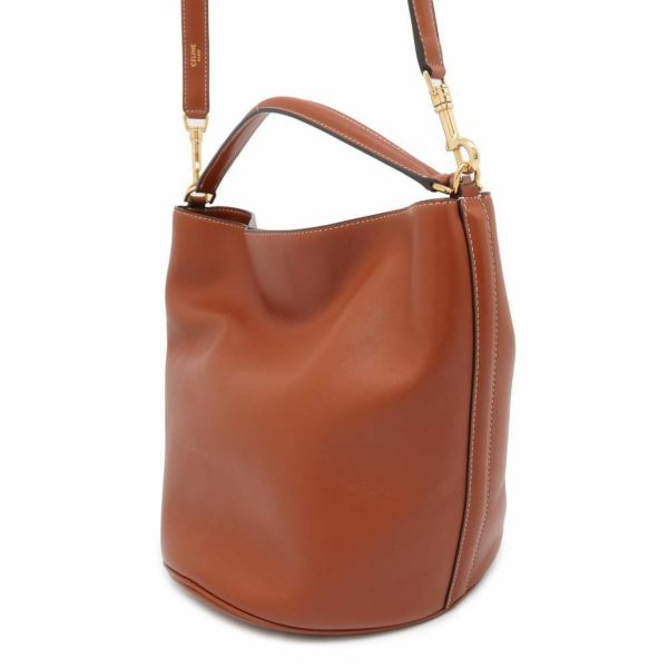 セリーヌ ハンドバッグ バケット16 カーフレザー 195573 CELINE 2wayショルダーバッグ ブラウン