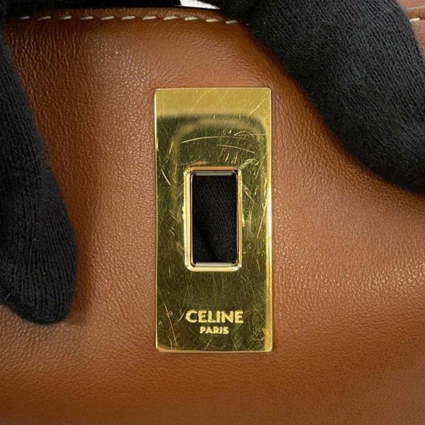 セリーヌ ハンドバッグ バケット16 カーフレザー 195573 CELINE 2wayショルダーバッグ ブラウン