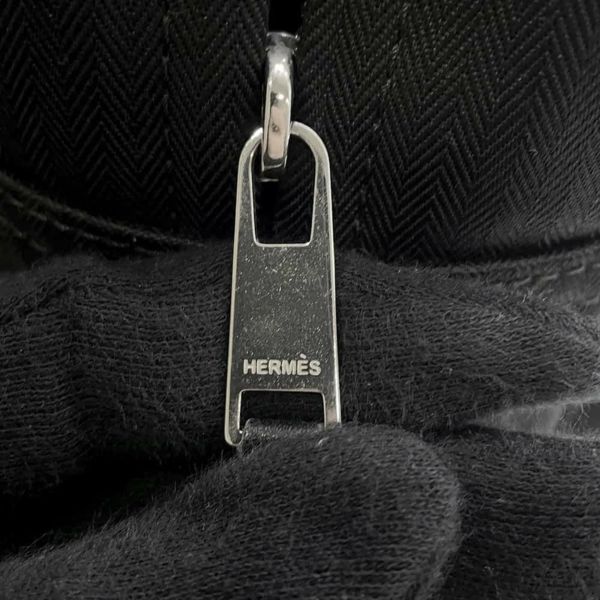 エルメス リュックアカプルコ サックアド ブラック/シルバー金具 トワルシェブロン HERMES バッグ 黒