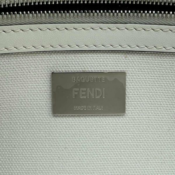 フェンディ ショルダーバッグ ズッカ バゲット キャンバス 8BR600 FENDI ワンショルダー 2wayハンドバッグ 黒 白