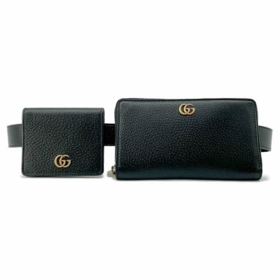 グッチ 長財布 GGマーモント ベルトウォレット ジップアラウンドウォレット レザー 699304 GUCCI 財布 黒 | 中古・新品 ブランド販売ギャラリーレア公式通販