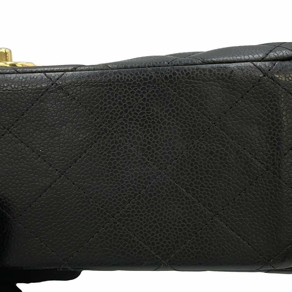 シャネル チェーンショルダーバッグ マトラッセ34 マキシ ココマーク ダブルフラップ キャビアスキン A58601 デカマト 黒