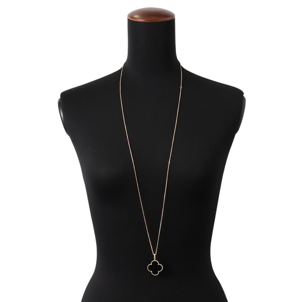 ヴァンクリーフ&アーペル ネックレス マジック アルハンブラ ロングネックレス 1モチーフ オニキス K18YGイエローゴールド VCARO49M00