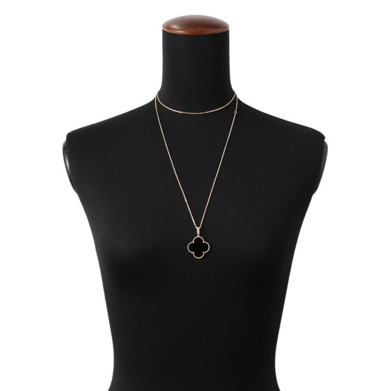 ヴァンクリーフ&アーペル ネックレス マジック アルハンブラ ロングネックレス 1モチーフ オニキス K18YGイエローゴールド VCARO49M00