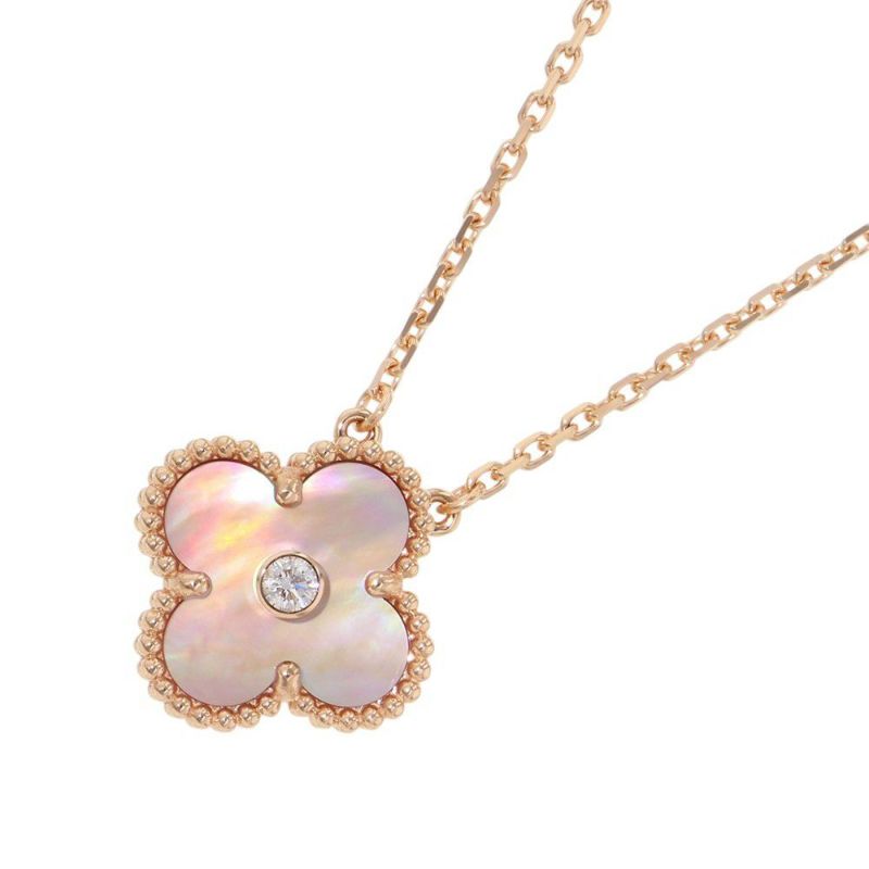 ヴァンクリ ネックレス ヴィンテージ アルハンブラ ピンクマザーオブパール/ダイヤ 1P K18PG VCARPMOP00 2025年ホリデー限定