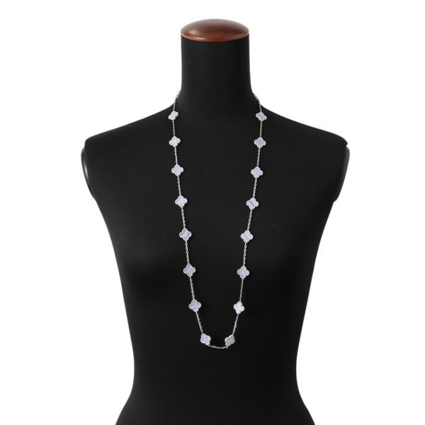 ヴァンクリーフ&アーペル ネックレス ヴィンテージ アルハンブラ ロングネックレス 20モチーフ カルセドニー K18WG VCARD80900