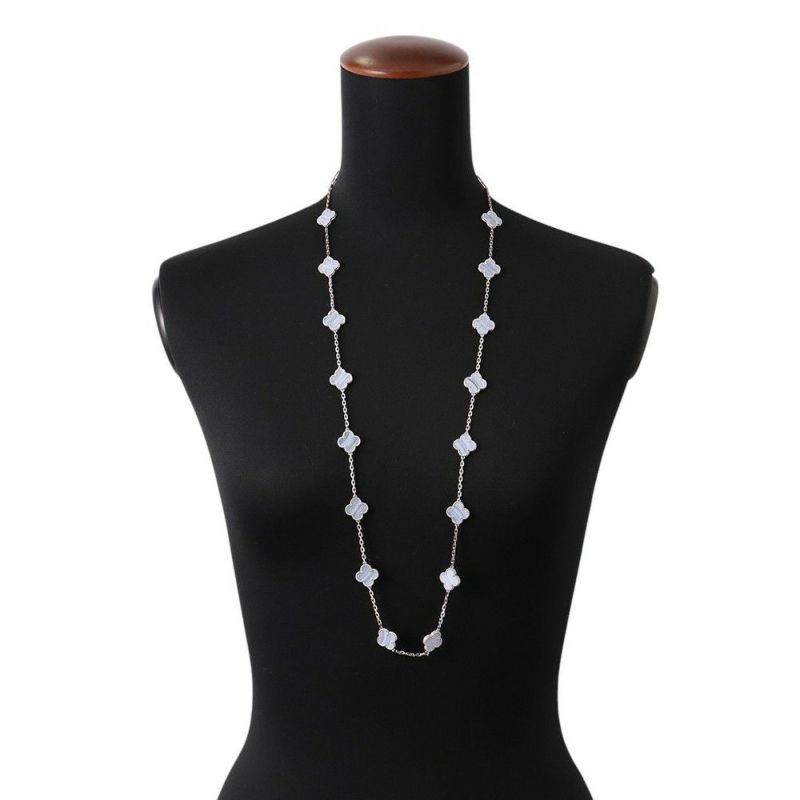 ヴァンクリーフ&アーペル ネックレス ヴィンテージ アルハンブラ ロングネックレス 20モチーフ カルセドニー K18WG VCARD80900