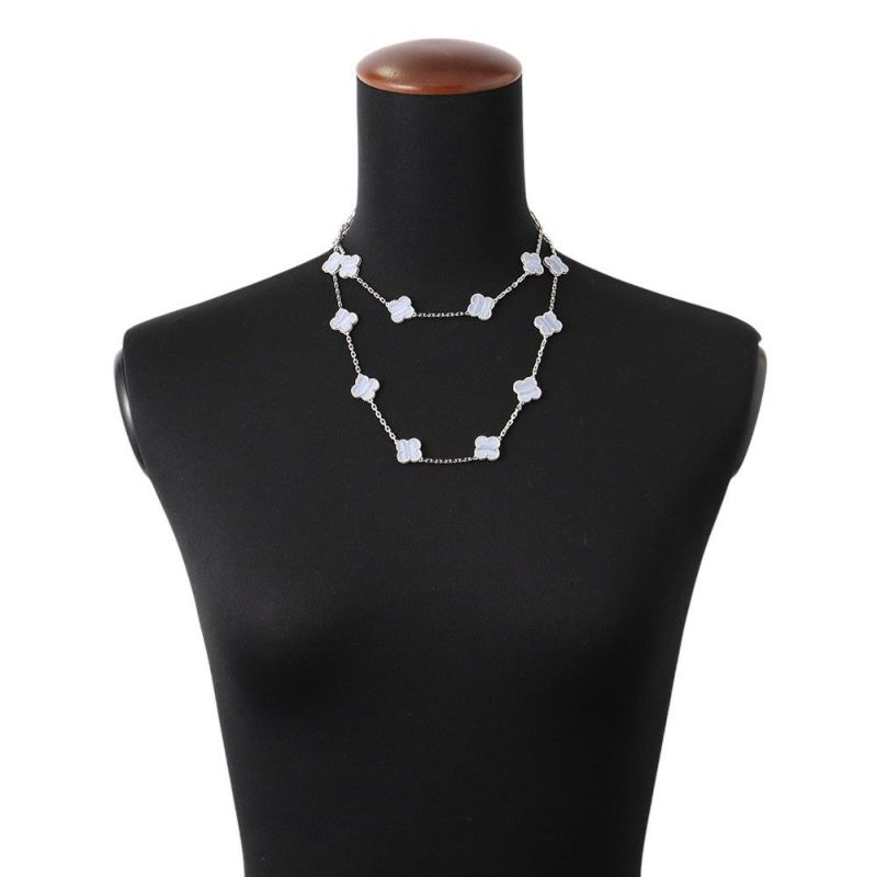 ヴァンクリーフ&アーペル ネックレス ヴィンテージ アルハンブラ ロングネックレス 20モチーフ カルセドニー K18WG VCARD80900