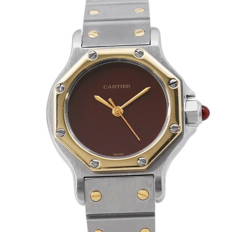 カルティエ サントス オクタゴン SM Cartier 腕時計 ボルドー文字盤