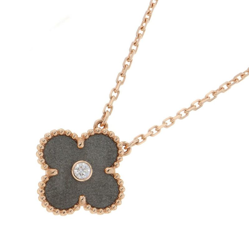 ヴァンクリ ネックレス ヴィンテージ アルハンブラ シルバーオブシディアン/ダイヤ 1P K18PG VCARP9T000 2023年ホリデー限定