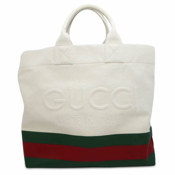 グッチ トートバッグ エンボス ディテール付 トート キャンバス/PVC 779510 GUCCI 白