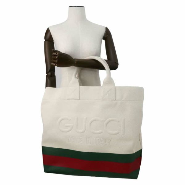 グッチ トートバッグ エンボス ディテール付 トート キャンバス/PVC 779510 GUCCI 白