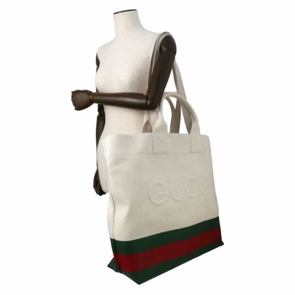 グッチ トートバッグ エンボス ディテール付 トート キャンバス/PVC 779510 GUCCI 白