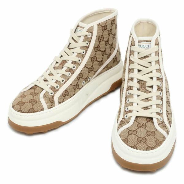 グッチ スニーカー テニス 1977 ハイカット GGキャンバス メンズサイズ8 745999 GUCCI 靴 白