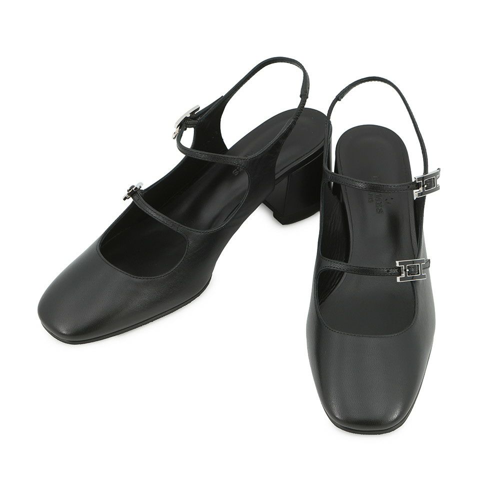 エルメス パンプス ジャッキー 50 レザー レディースサイズ36 1/2 HERMES 靴 黒 シェーヴル
