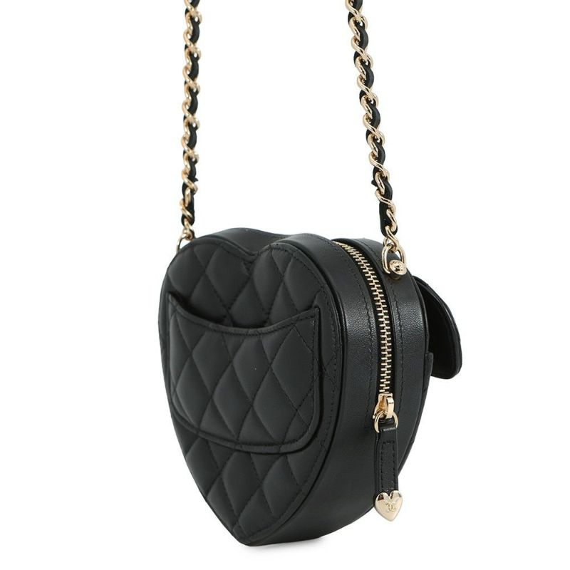 シャネル チェーンショルダーバッグ マトラッセ ココマーク ハート ラムスキン AP2784 CHANEL 黒