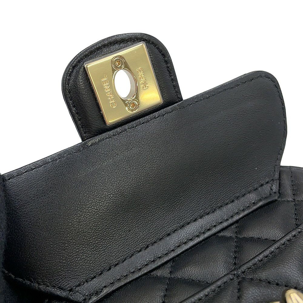 シャネル チェーンショルダーバッグ マトラッセ ココマーク ハート ラムスキン AP2784 CHANEL 黒