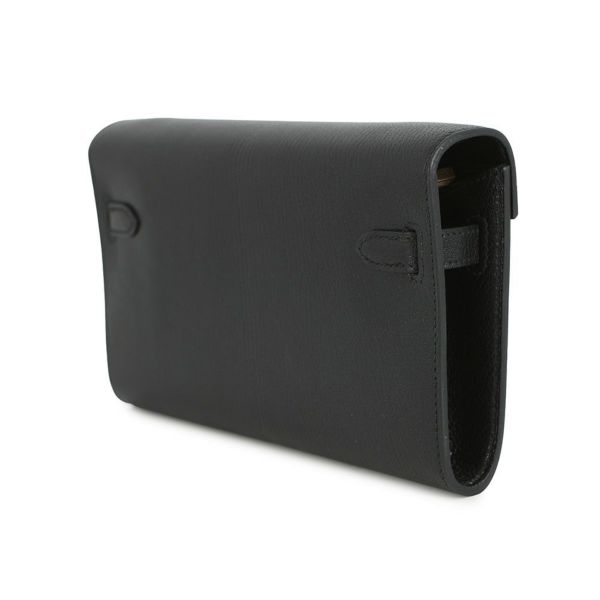 エルメス ケリーウォレット ロング トゥーゴー ブラック/エレクトラム金具 シェブルシャムキラ K刻印 HERMES 黒