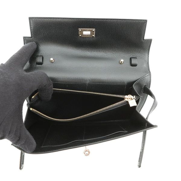 エルメス ケリーウォレット ロング トゥーゴー ブラック/エレクトラム金具 シェブルシャムキラ K刻印 HERMES 黒