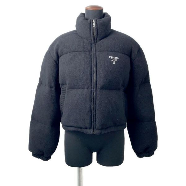 プラダ ダウンジャケット ニットダウンジャケット ウール レディースサイズ36 P25I07 PRADA アウター 黒