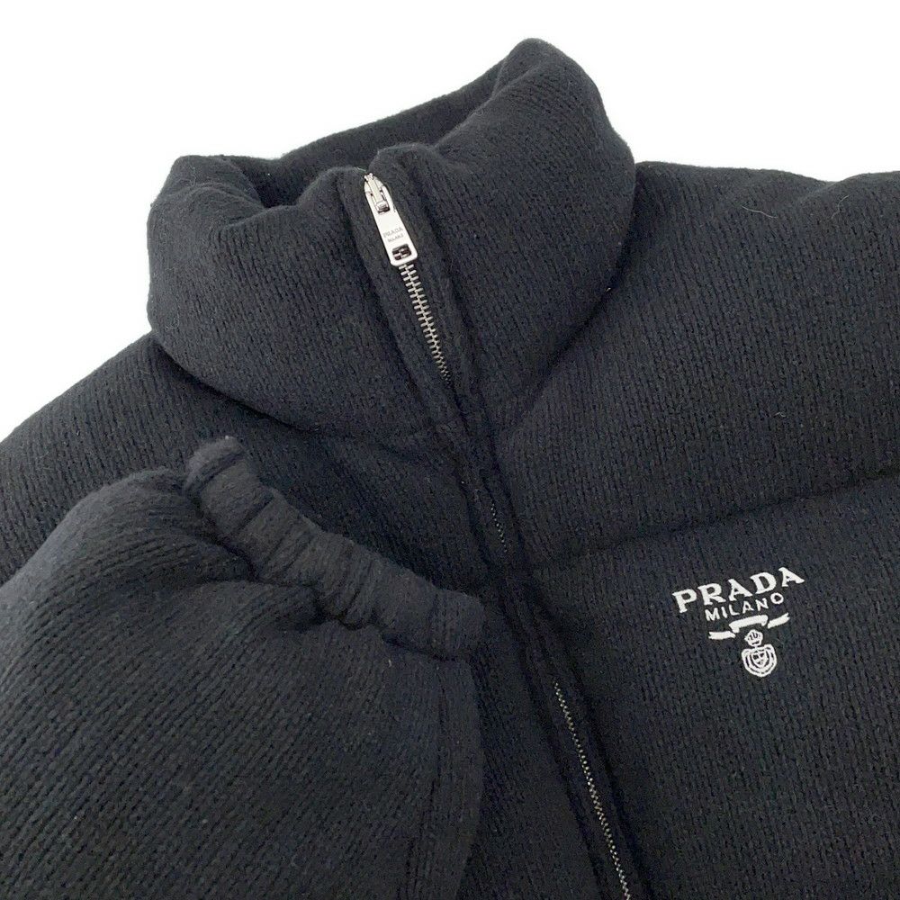 プラダ ダウンジャケット ニットダウンジャケット ウール レディースサイズ36 P25I07 PRADA アウター 黒