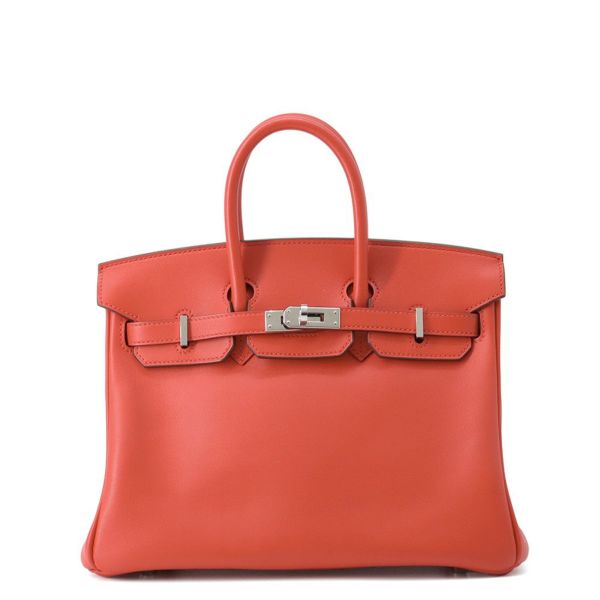 エルメス バーキン25 ルージュクー/シルバー金具 スイフト D刻印 HERMES Birkin ハンドバッグ