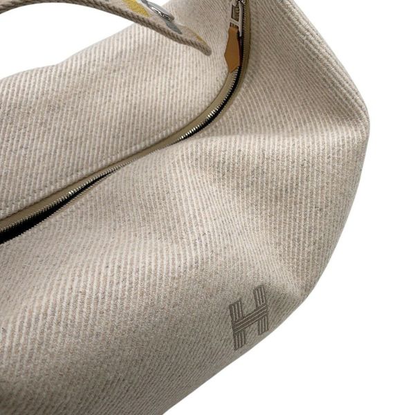 エルメス ポーチ ブリッド・ア・ブラック オ・カレ GM セーグル/シルバー金具 ウール HERMES