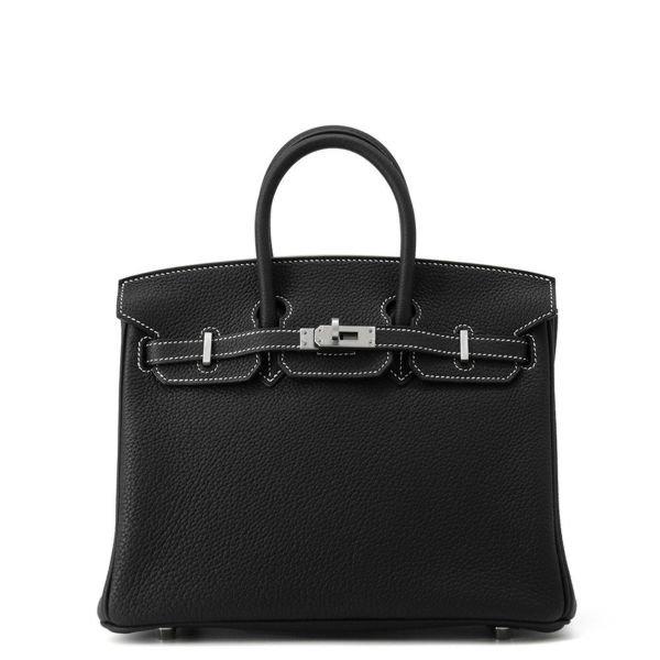 エルメス バーキン25 ブラック/ルージュカザック/マットシルバー金具 トゴ B刻印 HERMES Birkin ハンドバッグ SPO 黒
