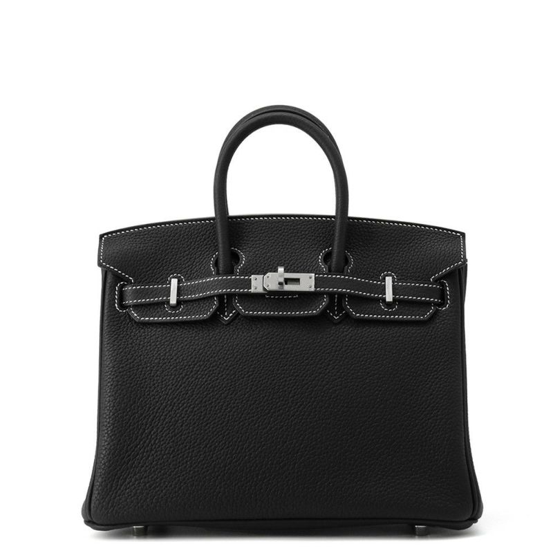 エルメス バーキン25 ブラック/ルージュカザック/マットシルバー金具 トゴ B刻印 HERMES Birkin ハンドバッグ SPO 黒