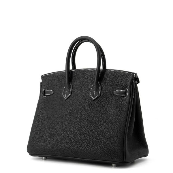 エルメス バーキン25 ブラック/ルージュカザック/マットシルバー金具 トゴ B刻印 HERMES Birkin ハンドバッグ SPO 黒