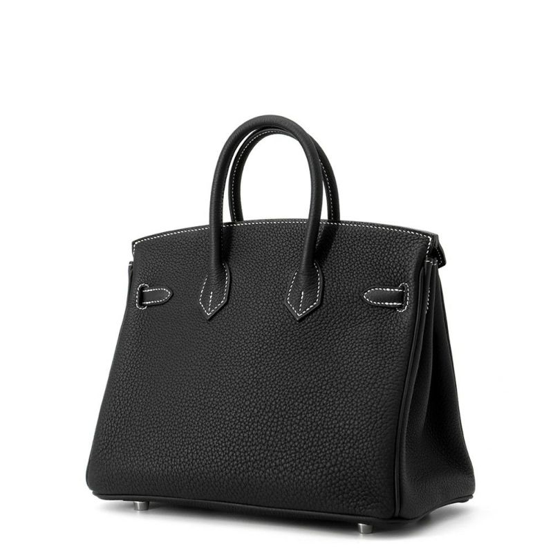 エルメス バーキン25 ブラック/ルージュカザック/マットシルバー金具 トゴ B刻印 HERMES Birkin ハンドバッグ SPO 黒