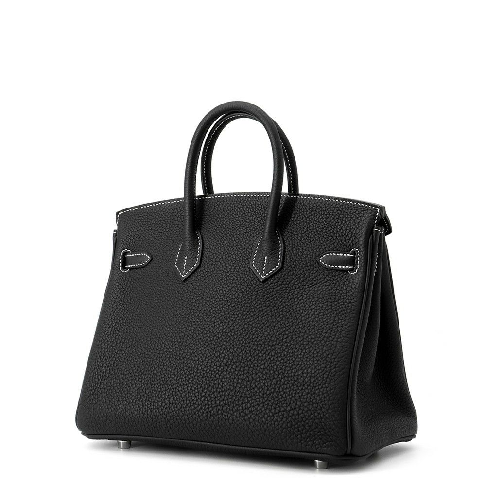 エルメス バーキン25 ブラック/ルージュカザック/マットシルバー金具 トゴ B刻印 HERMES Birkin ハンドバッグ SPO 黒