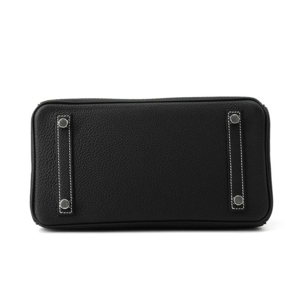 エルメス バーキン25 ブラック/ルージュカザック/マットシルバー金具 トゴ B刻印 HERMES Birkin ハンドバッグ SPO 黒