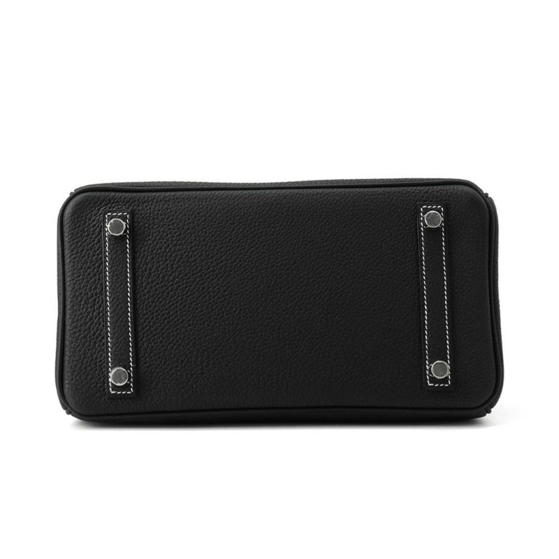 エルメス バーキン25 ブラック/ルージュカザック/マットシルバー金具 トゴ B刻印 HERMES Birkin ハンドバッグ SPO 黒