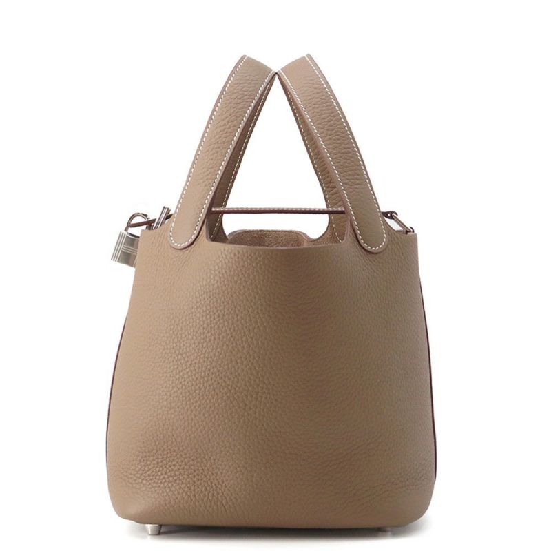 エルメス ハンドバッグ ピコタンロックPM エトゥープ/シルバー金具 トリヨンクレマンス K刻印