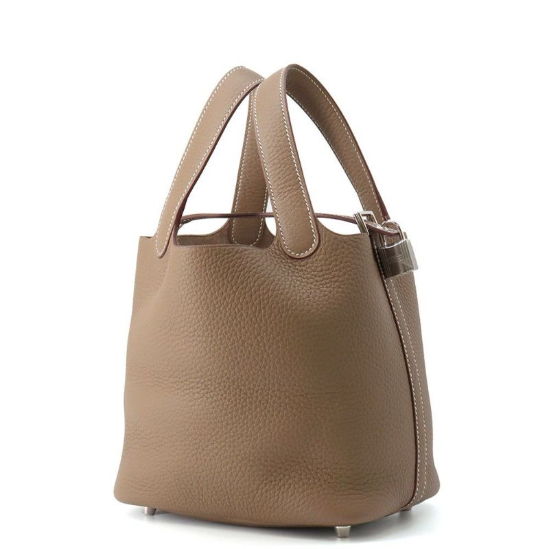 エルメス ハンドバッグ ピコタンロックPM エトゥープ/シルバー金具 トリヨンクレマンス K刻印