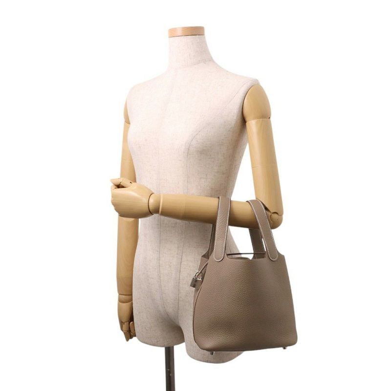 エルメス ハンドバッグ ピコタンロックPM エトゥープ/シルバー金具 トリヨンクレマンス K刻印