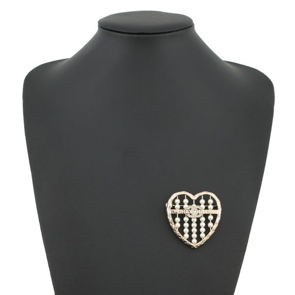 シャネル ブローチ ココマーク ハート ラインストーン フェイクパール B23A ABG046 CHANEL アクセサリー