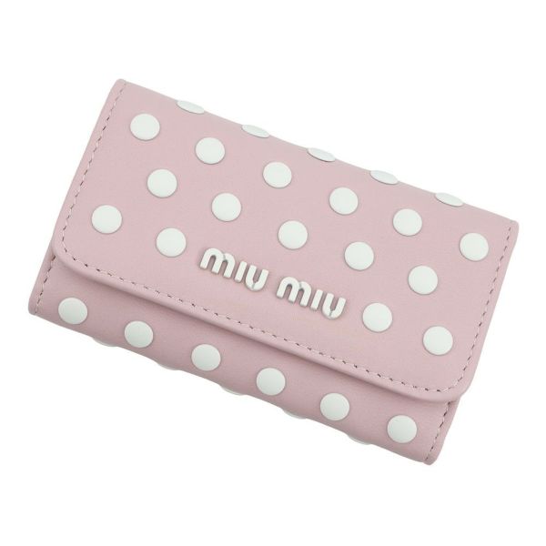 ミュウミュウ キーケース ドット柄 カーフレザー 5PG222 MIUMIIU