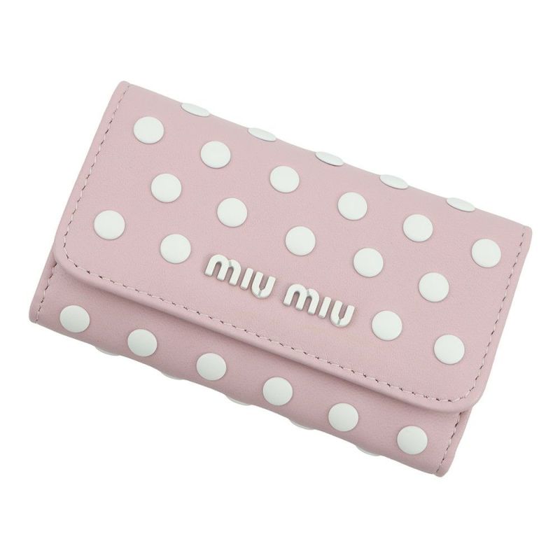 ミュウミュウ キーケース ドット柄 カーフレザー 5PG222 MIUMIIU