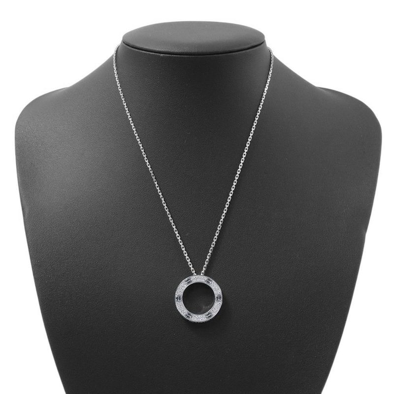 カルティエ ネックレス LOVE サークル ネックレス パヴェ ダイヤモンド 54P 計0.34ct K18WGホワイトゴールド B7058000 ラブ ペンダント