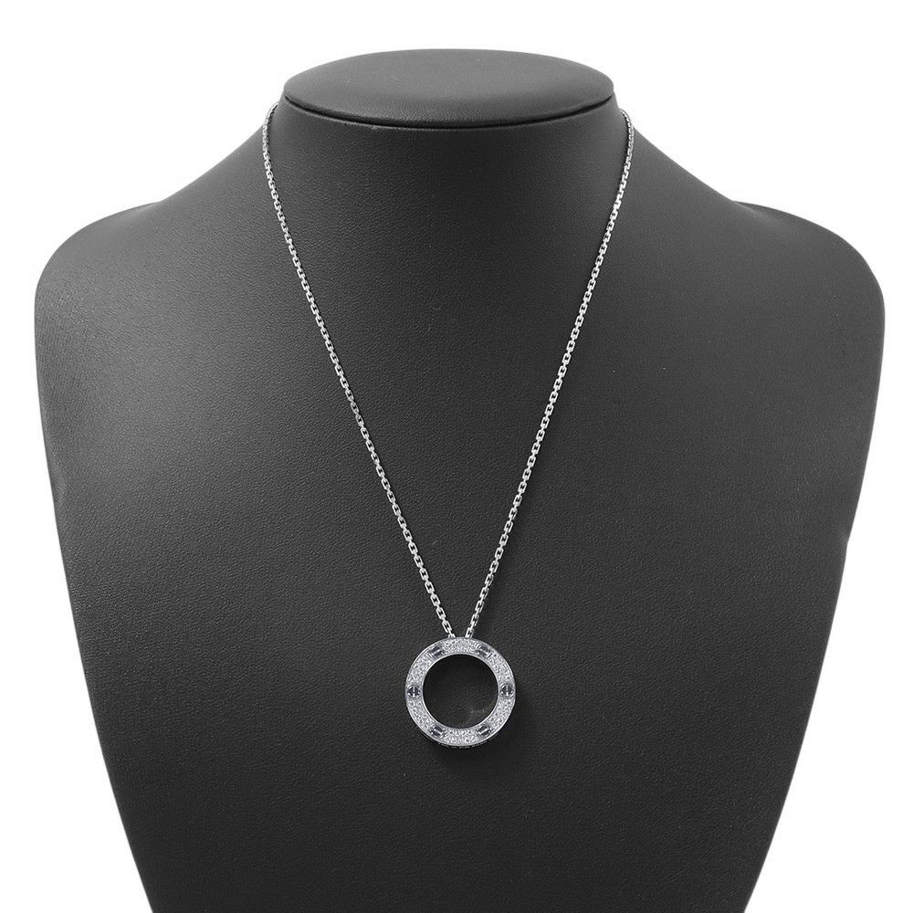 カルティエ ネックレス LOVE サークル ネックレス パヴェ ダイヤモンド 54P 計0.34ct K18WGホワイトゴールド B7058000 ラブ ペンダント