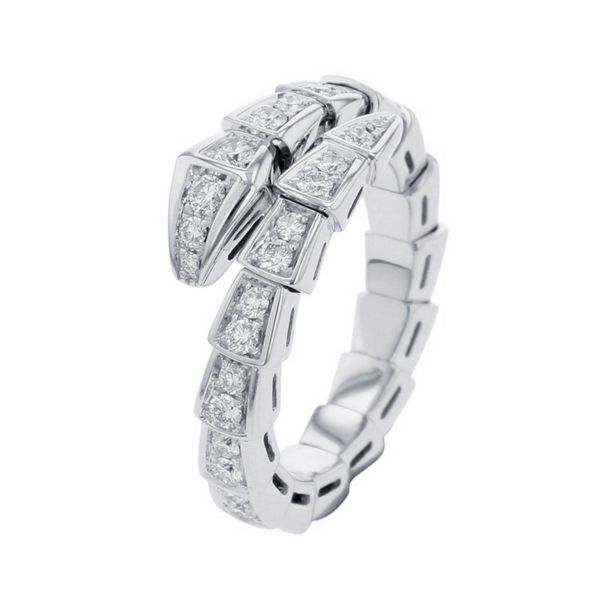 ブルガリ リング セルペンティ ヴァイパー シングルコイル ダイヤモンド 計0.66ct K18WGホワイトゴールド サイズM 354708 指輪